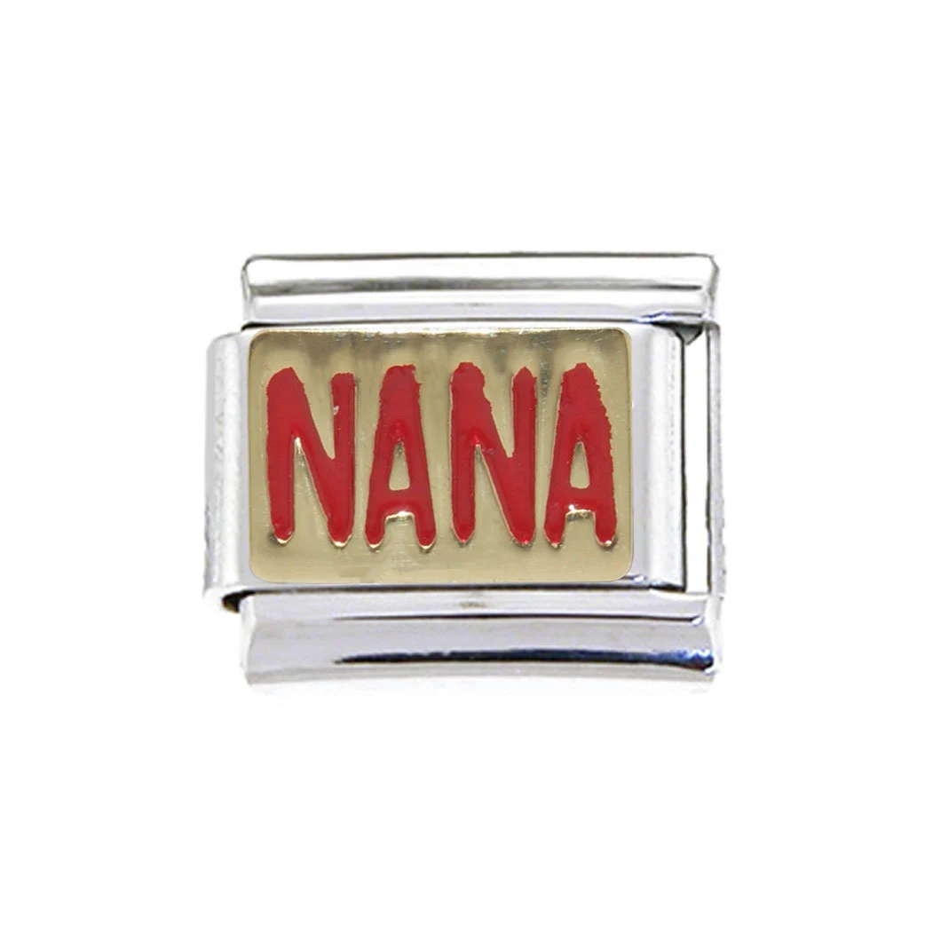 Nana in red on gold enamel 9mm Italian charm